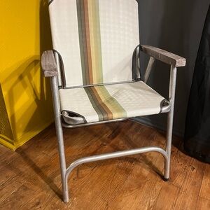 Vintage Striped Patio Chair - Cream with Green & Brown Stripes